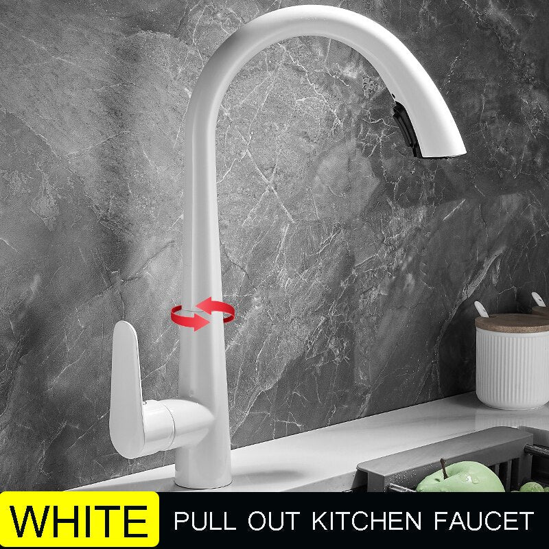 Single Handle Hole Pull Out Spray Brass Kitchen Sink Faucet Mixer Cold Hot Water Taps Torneira