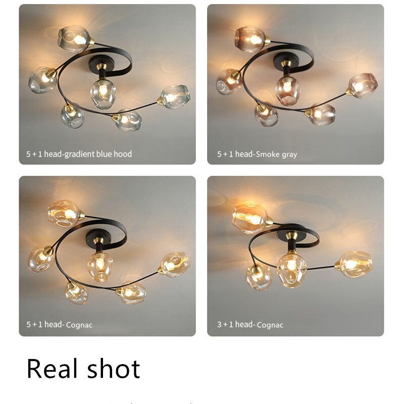 Luna Art Deco Series - Nordic Modern Glass Molecular Led Ceiling Lamp For Living Room Dining