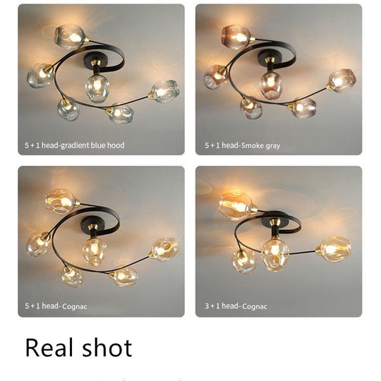 Luna Art Deco Series - Nordic Modern Glass Molecular Led Ceiling Lamp For Living Room Dining