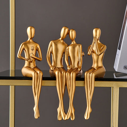 Modern Abstract Golden Resin Sculpture - Desk Accessories For Home Decor In Nordic Style Items