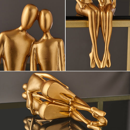 Modern Abstract Golden Resin Sculpture - Desk Accessories For Home Decor In Nordic Style Items