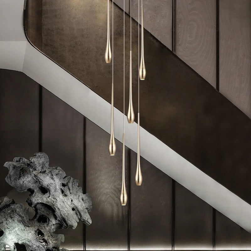 Modern Lighting Gold - Plated Chandelier Minimal Design Luxury Living Room Lamp Restaurant Kitchen