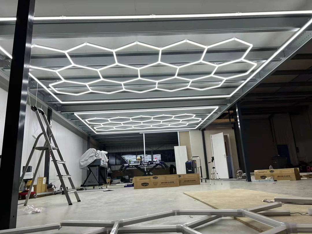 2*5M Hexagon Led Wall Light Customized Ceiling Tube For Garage Car Wash Beauty Gym Salon