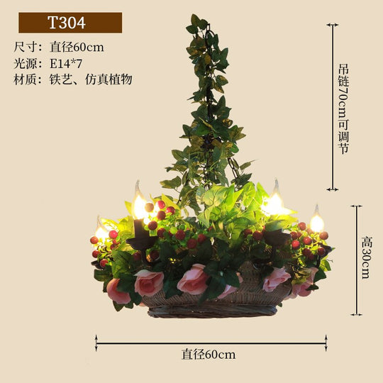 Small Fresh Simulation Flower Potted Plant Pendant Light Music Restaurant Bar Front Desk Shop