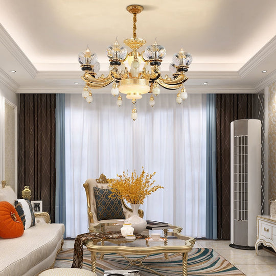 Halo - Luxury Modern Kitchen Led Crystal Chandeliers Hanging Design For Living Room Chandelier