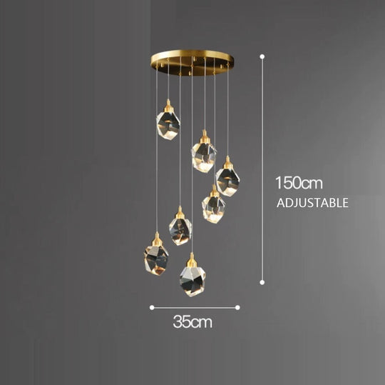 Chandelier Lighting Modern Luxury Led Crystal Fixtures Round Glass Ball Ceiling Light Long