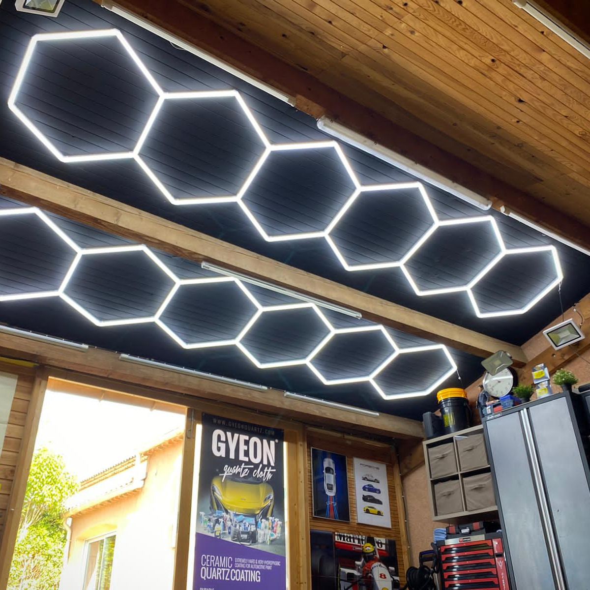 1.9X2.4M One - Step Connection Hexagon Led Light For Car Workshop Detailing Lights Ceiling