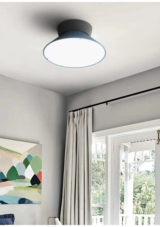 Simple Modern Living Room Light Bar Bedroom Study Color Macarone Ceiling Blue / Dia40Cm White Light