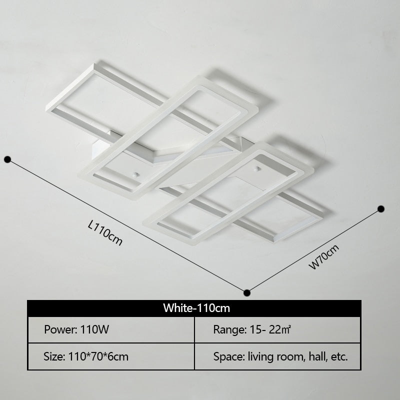 Modern Rectangular Led Chandeliers For Living Room Home Decor White - 110Cm / China Cool White - No