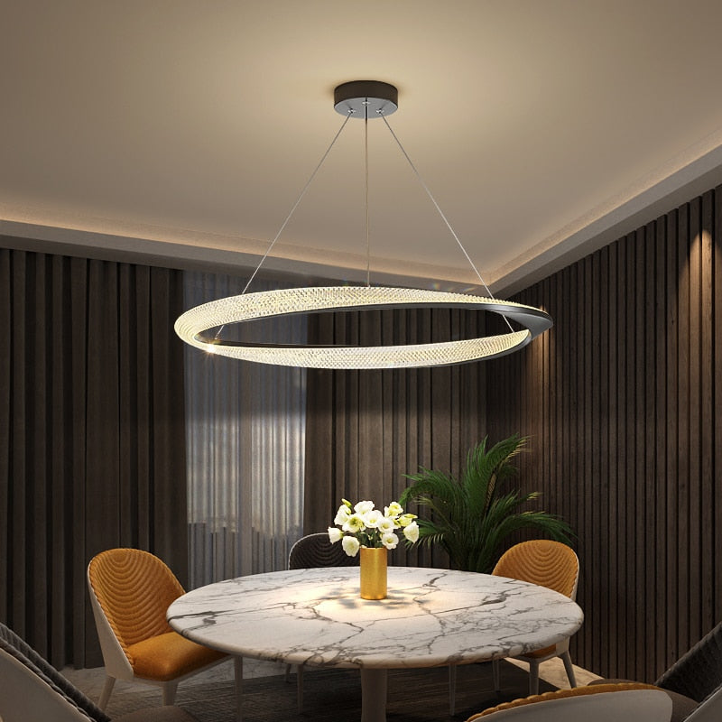 Modern Led Ceiling Pendant Lamp For Dining Room Kitchen Living Bedroom Simple Ring Design