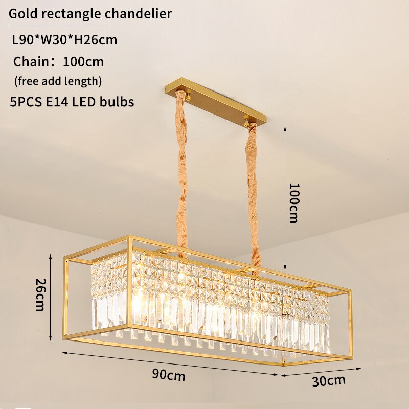 Modern Crystal Chandelier Black /Gold Haning Lamp For Dining Room Luxury Home Decor Kitchen Island