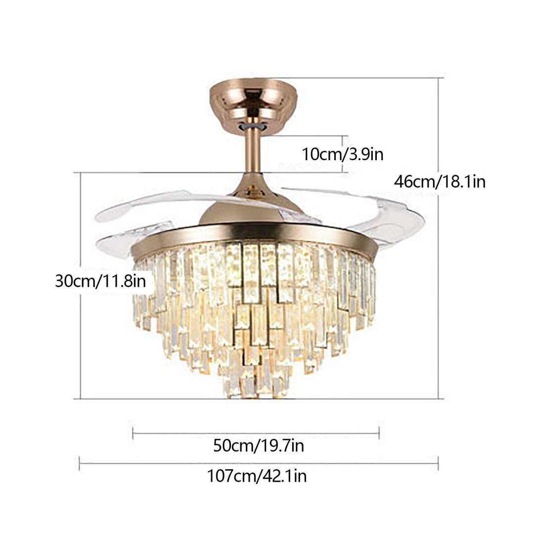 Modern Crystal Dimmable Led Ceiling Light - Chandelier Lamp With Fan Includes Remote Ideal For Home