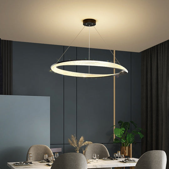 Modern Led Ceiling Pendant Lamp For Dining Room Kitchen Living Bedroom Simple Ring Design