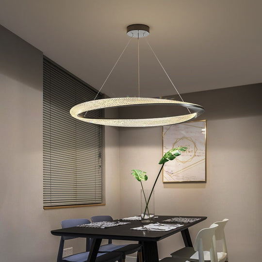 Modern Led Ceiling Pendant Lamp For Dining Room Kitchen Living Bedroom Simple Ring Design