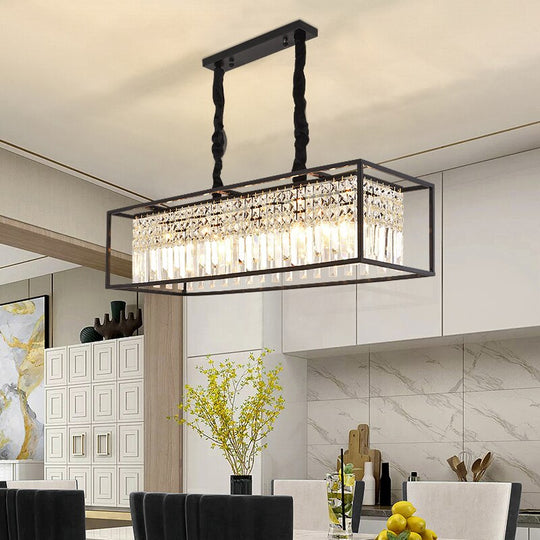 Modern Crystal Chandelier Black /Gold Haning Lamp For Dining Room Luxury Home Decor Kitchen Island