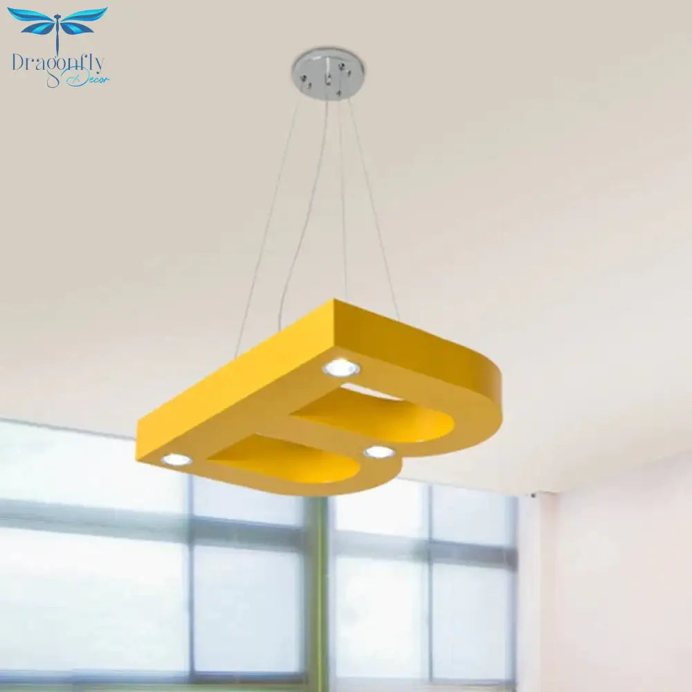 A/B/C - Shape Acrylic Ceiling Hang Fixture Macaroon Red/Yellow/Green Led Chandelier Light For Baby