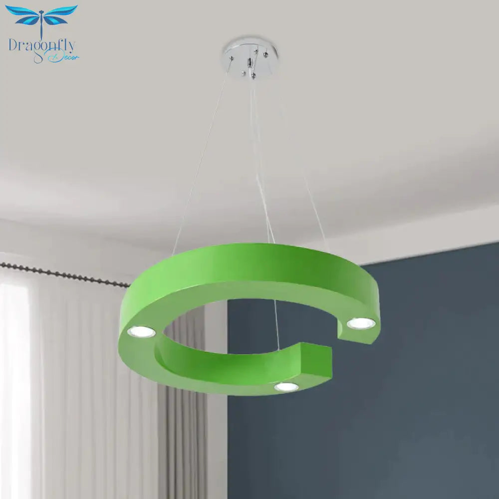 A/B/C - Shape Acrylic Ceiling Hang Fixture Macaroon Red/Yellow/Green Led Chandelier Light For Baby