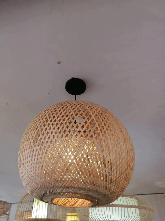 Modern Pendant Lamps Rattan Light Weaving Round Nordic Hanging Lamp Fixture Luminaire Art Lighting