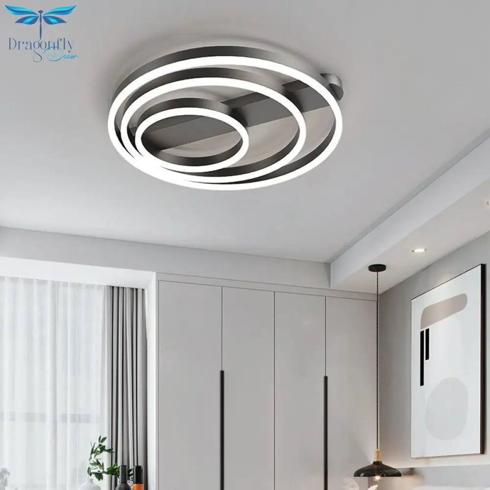 Acrylic Bedroom Ceiling Lamp Household Aluminum Living Room Led Golden Three Circles Round Warm