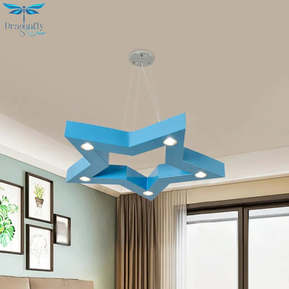 Acrylic Five - Pointed Star Led Ceiling Chandelier Macaroon Yellow/Blue/Green Suspension Pendant