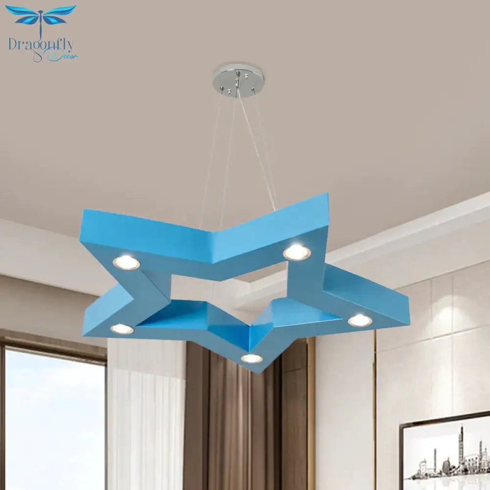 Acrylic Five - Pointed Star Led Ceiling Chandelier Macaroon Yellow/Blue/Green Suspension Pendant