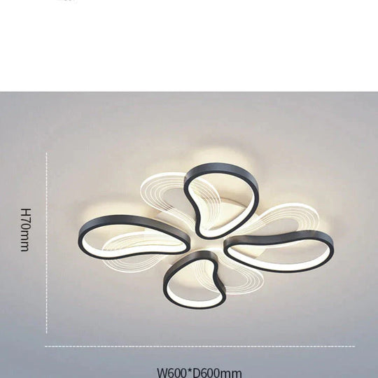 Acrylic Living Room Ceiling Lamp Led Petal Shaped Bedroom Modern Simple Household Restaurant Black