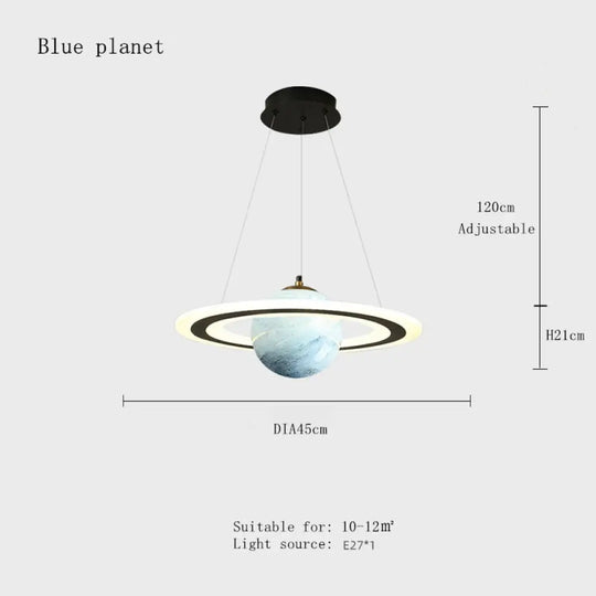 Acrylic Planet Pendant Light Children Room Space Star Led Hanging Lamp Retro Earth Ball Home Decor