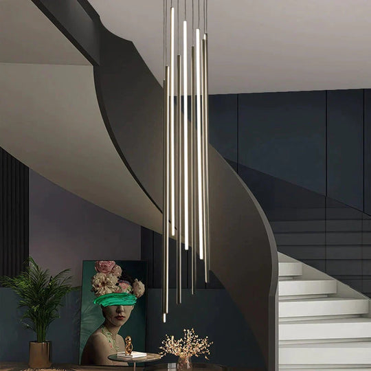 Adley - Black Stair Long Led Chandelier