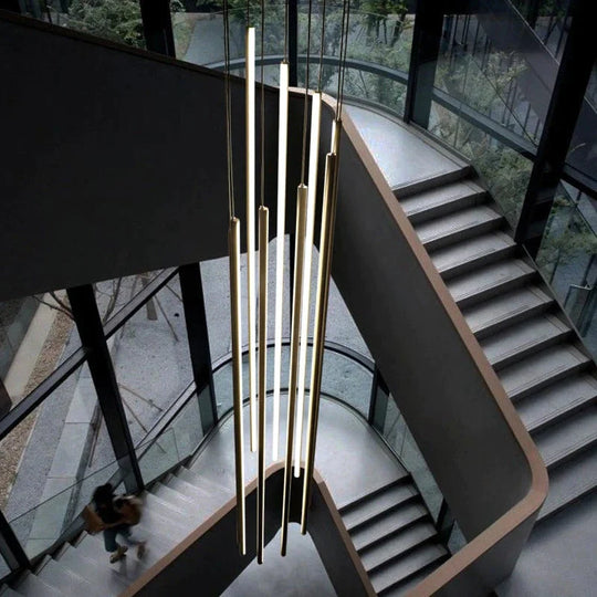 Adley - Black Stair Long Led Chandelier