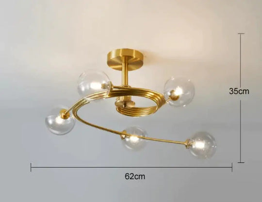 Aimee - Nordic Creative Rotate Bedroom Room Lamp Copper Ceiling 5 Transparent Color / Without Bulb