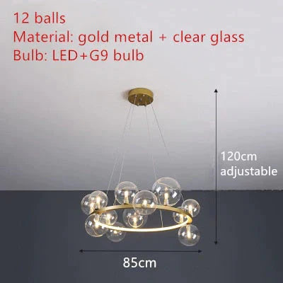 Aisha - Led Glass Chandelier 12 - Gold - Clear / Warm White Chandelier
