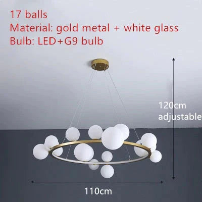 Aisha - Led Glass Chandelier 17 - Gold - White / Warm White Chandelier