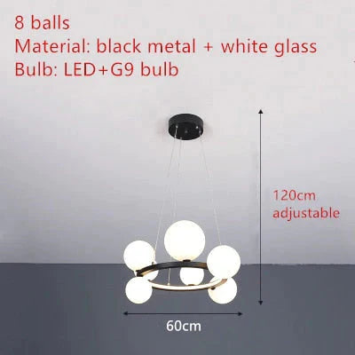 Aisha - Led Glass Chandelier 8 - Black - White / Warm White Chandelier