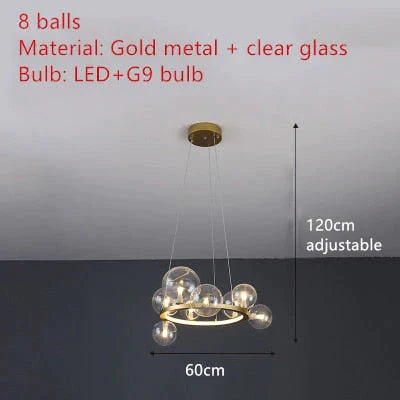 Aisha - Led Glass Chandelier 8 - Gold - Clear / Warm White Chandelier