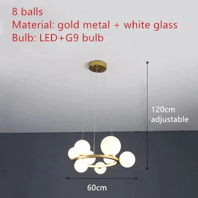 Aisha - Led Glass Chandelier 8 - Gold - White / Warm White Chandelier