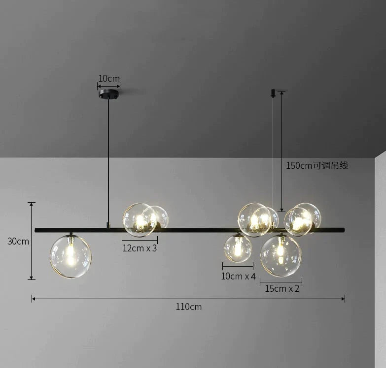 Aisha - Led Glass Chandelier 9 Balls / Warm White Chandelier