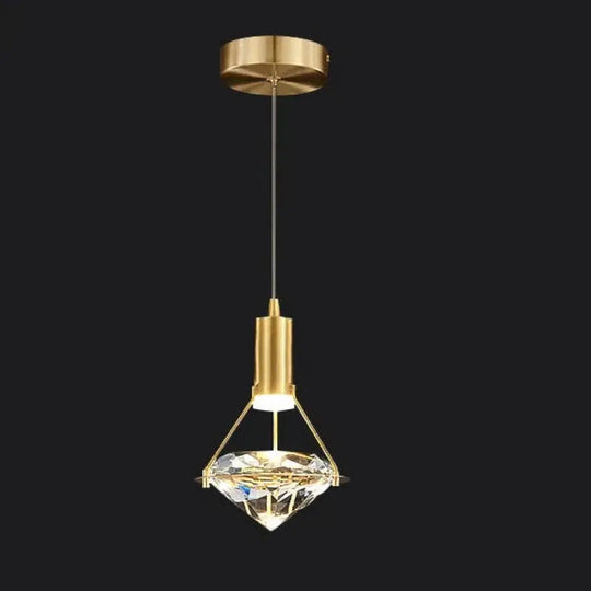 All Copper Light Luxury Restaurant Chandelier Modern Simple Atmospheric Crystal Lamp / 1 Head Tri -