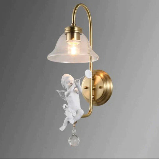 All Copper Personality North American Country Crystal Garden Angel Wall Lamp Bedside Living Room