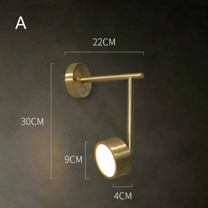 All Copper Wall Lamp Bedroom Bedside Creative Post Modern Luxury Personality Simple Lighting A / 7W