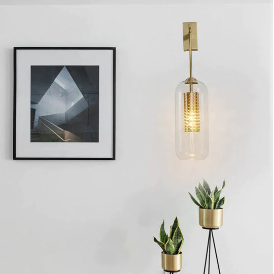 All Copper Wall Lamp Post Modern Simple Nordic Bedroom Bedside Light Luxury Creative Living Room Tv