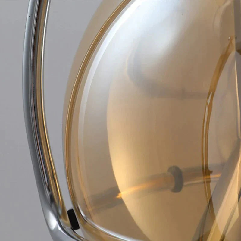 Amber Glass Pendant Light Ball Industrial Hanging Lamp E27 Plating Adjustable Chandelier For