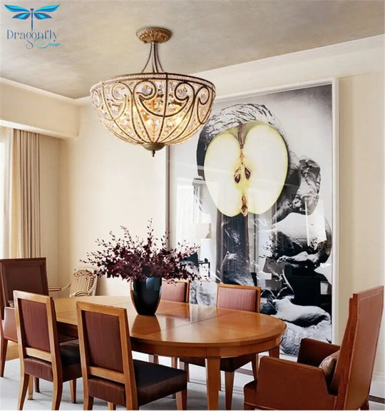 American Ceiling Lamp Wrought Iron Living Room Bedroom Restaurant Lighting Simple Modern Light