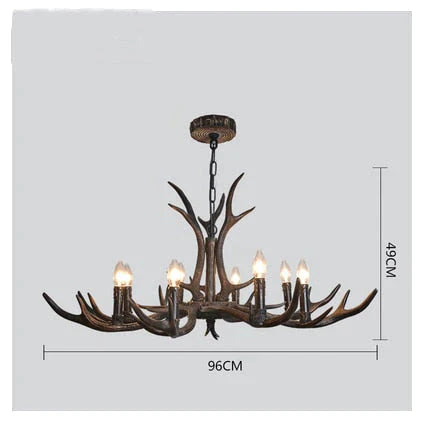 American Country Retro Style Antler 2 Tier Chandelier Lamp 8 Lights / Brushed Gold Black