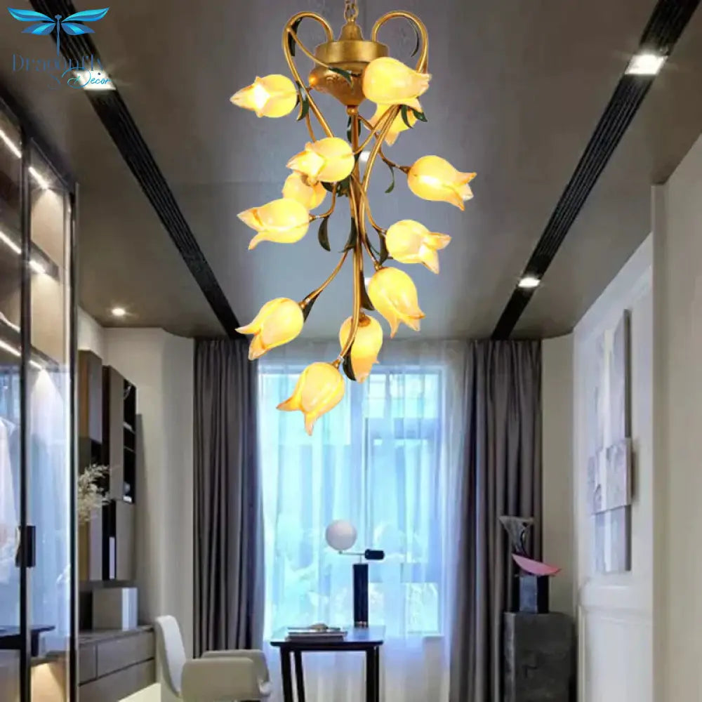 American Garden Brass Blossom Living Room 12 Bulbs Led Pendant Lighting Fixture