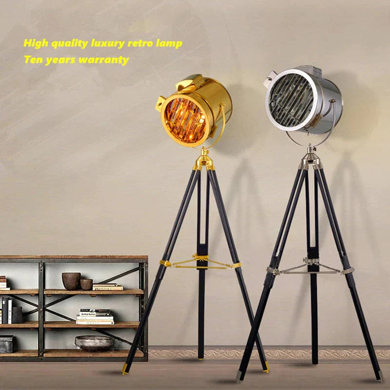 American Industrial Loft Retro Vintage Floor Lamp Led Tripod Searchlight Creative Living Room Decor