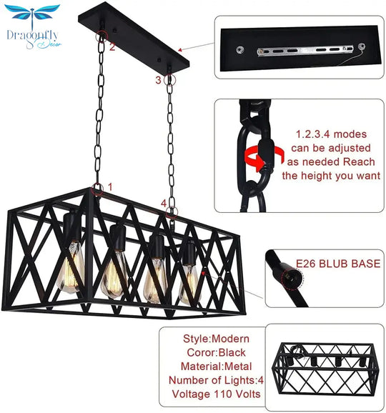 American Retro Iron Chandelier Pendant