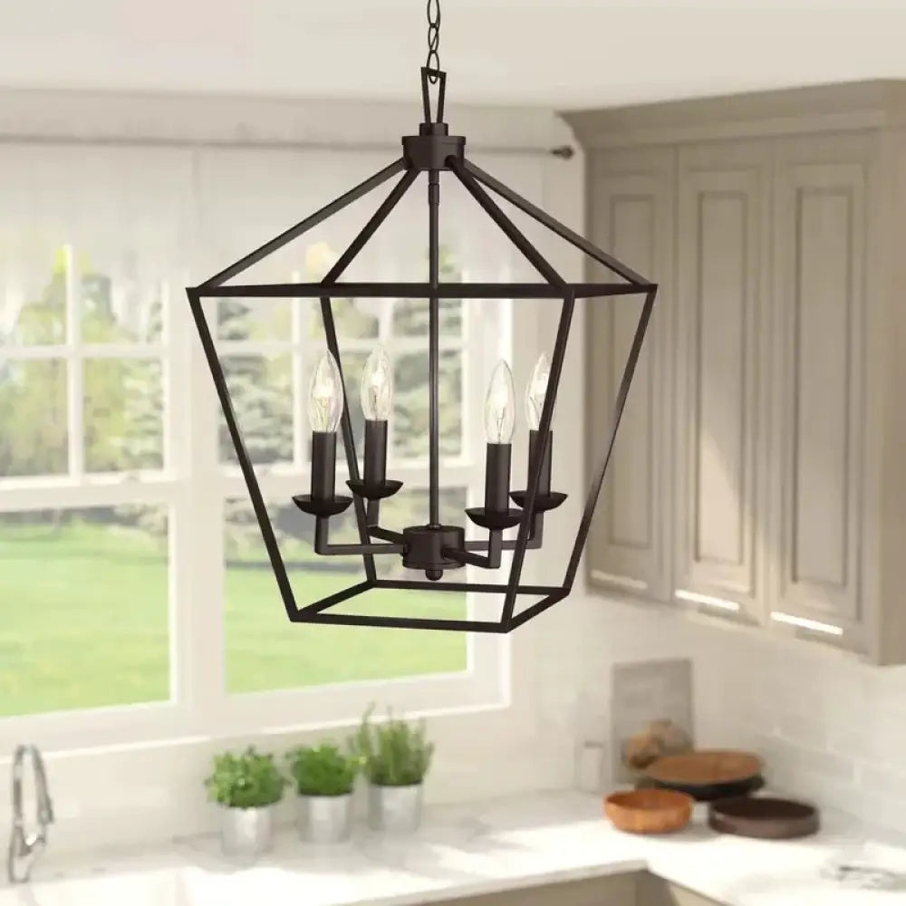 American Retro Iron Industry Wind Four - Headed Chandeliers As Show Pendant