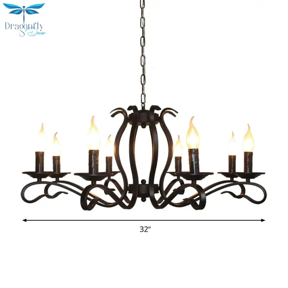 Antique Starburst Chandelier Lighting 5/6/8 Bulbs Metal Black Finish Hanging Pendant Lamp For