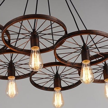 Antique Wheel Chandelier Creative Personality Retro Restaurant Bar Wrought Iron Pendant