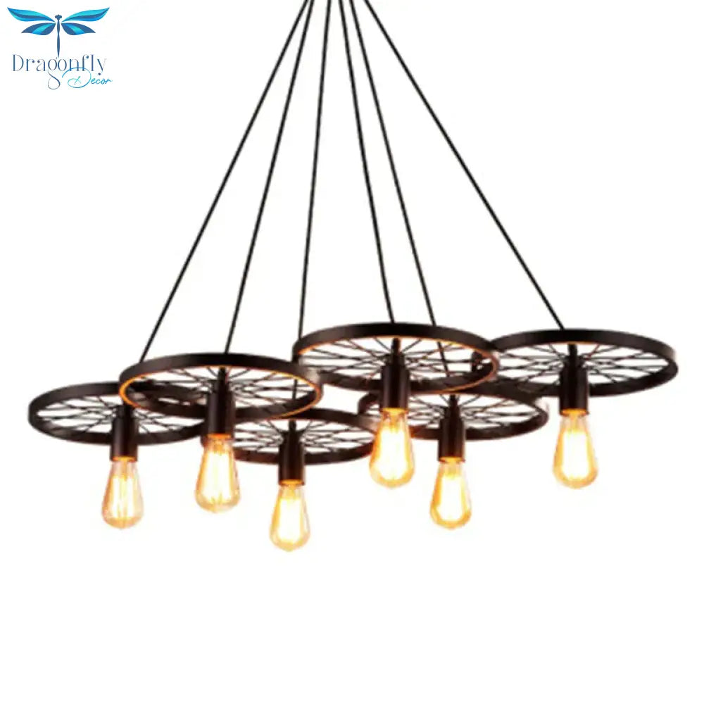 Antique Wheel Chandelier Creative Personality Retro Restaurant Bar Wrought Iron Pendant